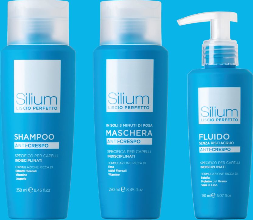 Silium Liscio Perfetto shampoo, mask and treatment bottles